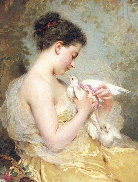 Charles Joshua Chaplin A Beauty with Doves china oil painting image